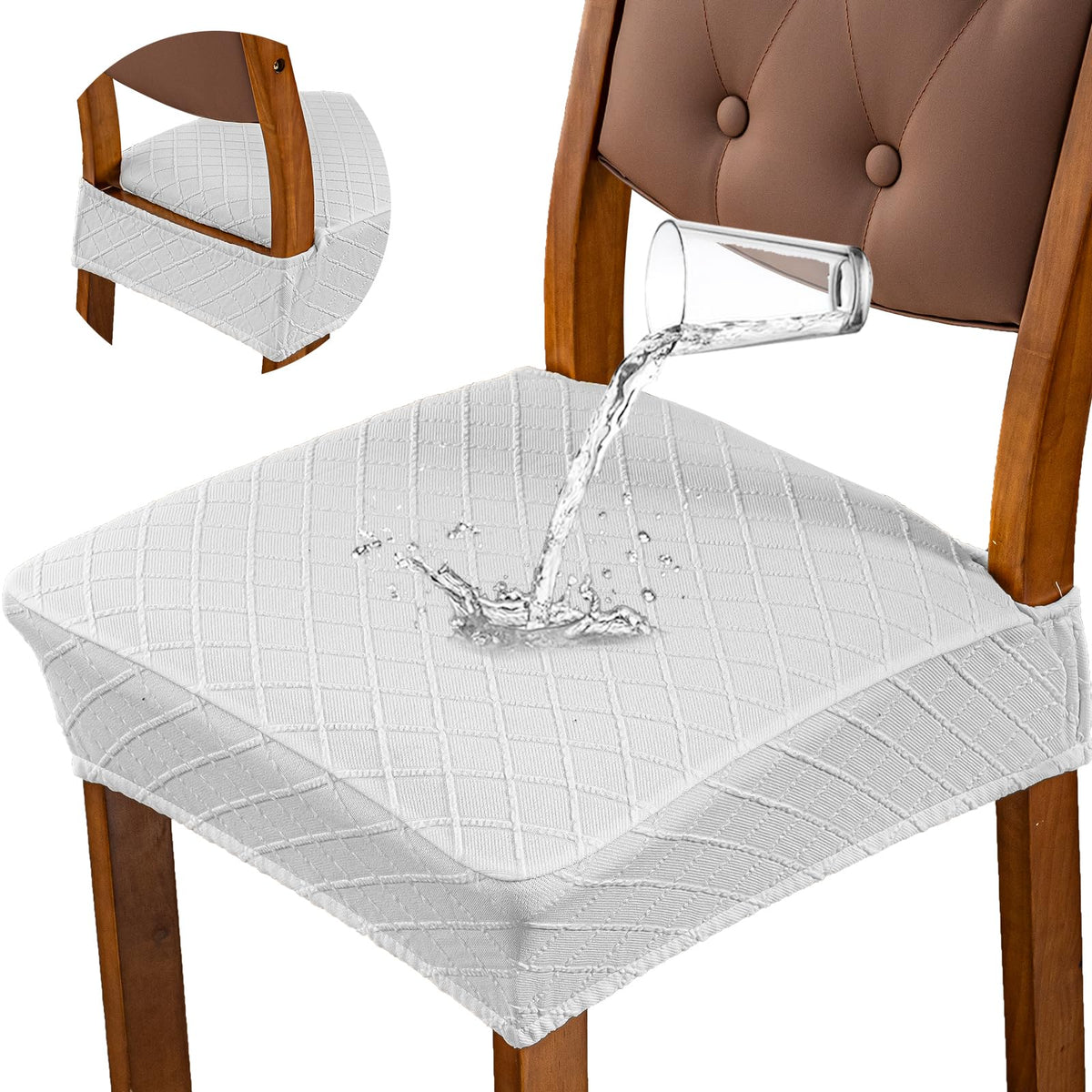 Genina Waterproof Seat Covers for Dining Room Chair Cushion Covers Set of 4
