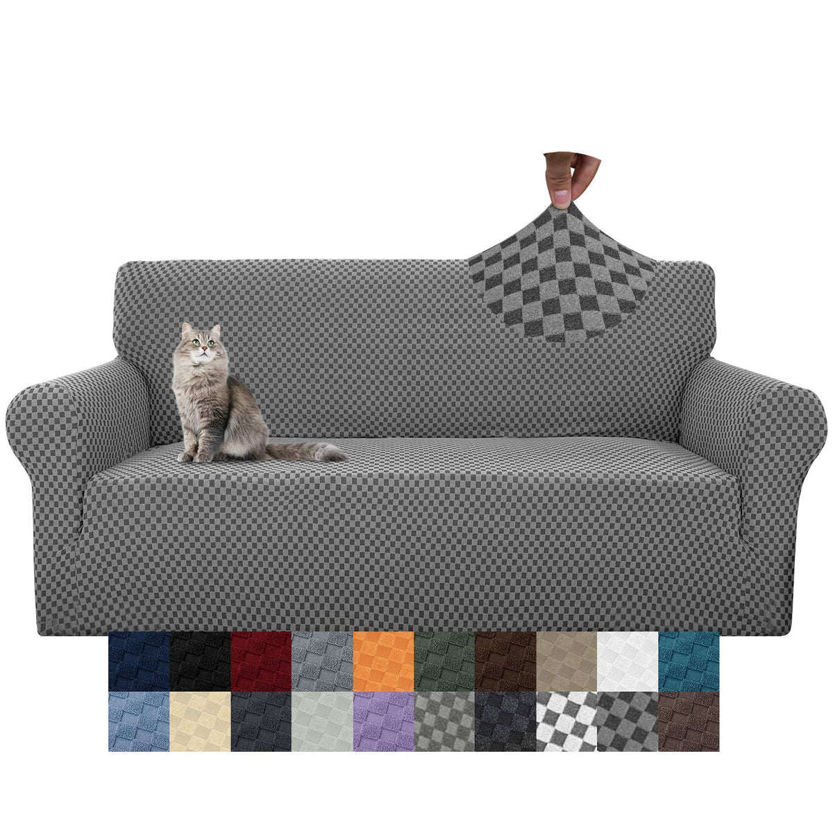 YEMYHOM Couch Cover Latest Jacquard Design High Stretch Sofa Chair Covers for Living Room, Pet Dog Cat Proof Armchair Slipcover Non Slip Magic Elastic Furniture Protector (Chair, Light Gray)