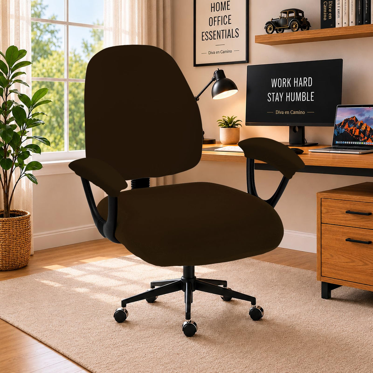 DIVA EN CAMINO DEC Water-Resistant Stretchable Desk Office Chair Seat Cushion Covers - Universal Spandex Computer Chair Slipcover - Removable Washable Cushion Protectors for Dogs, Cats, Black