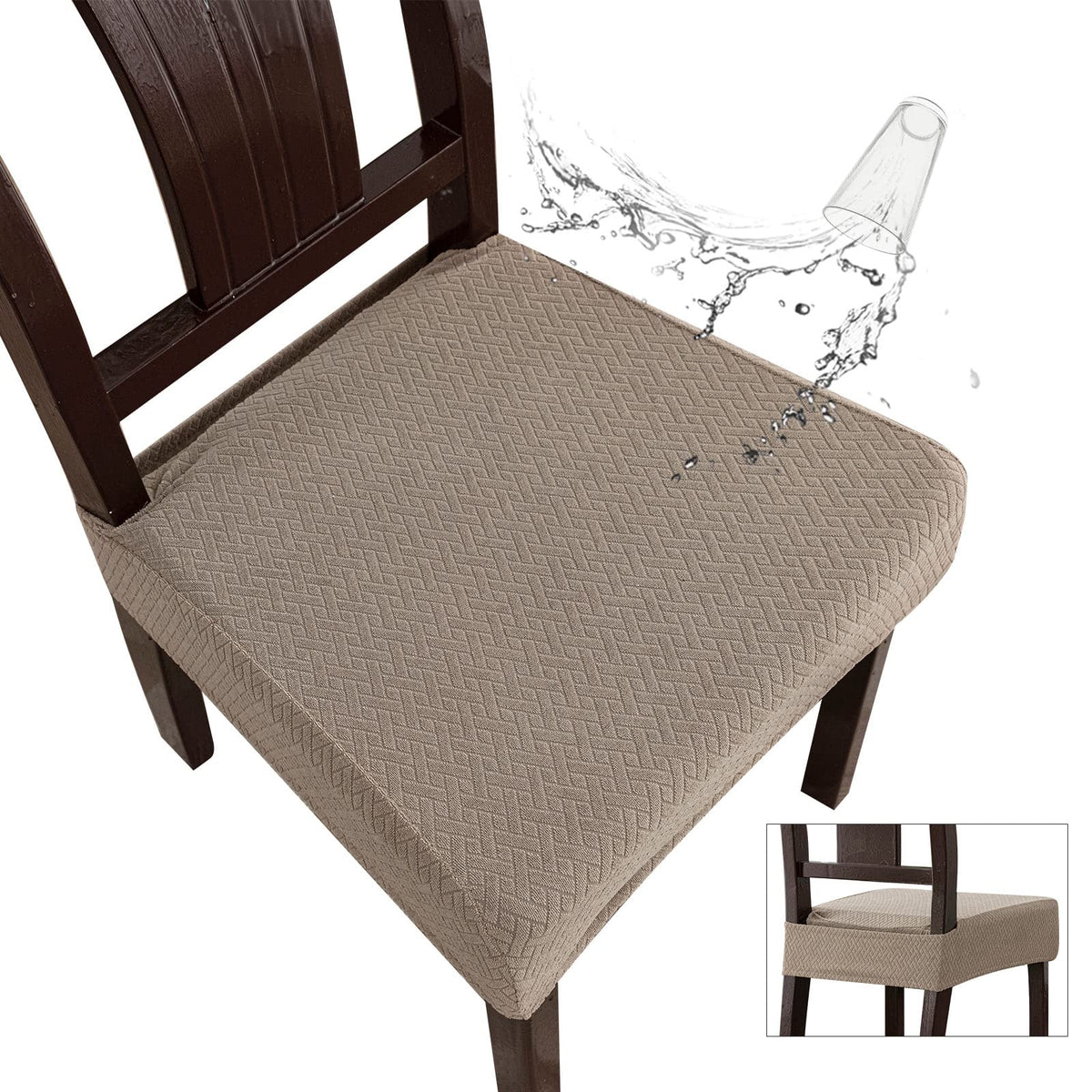 Genina Waterproof Seat Covers for Dining Room Chairs, Rear Covered