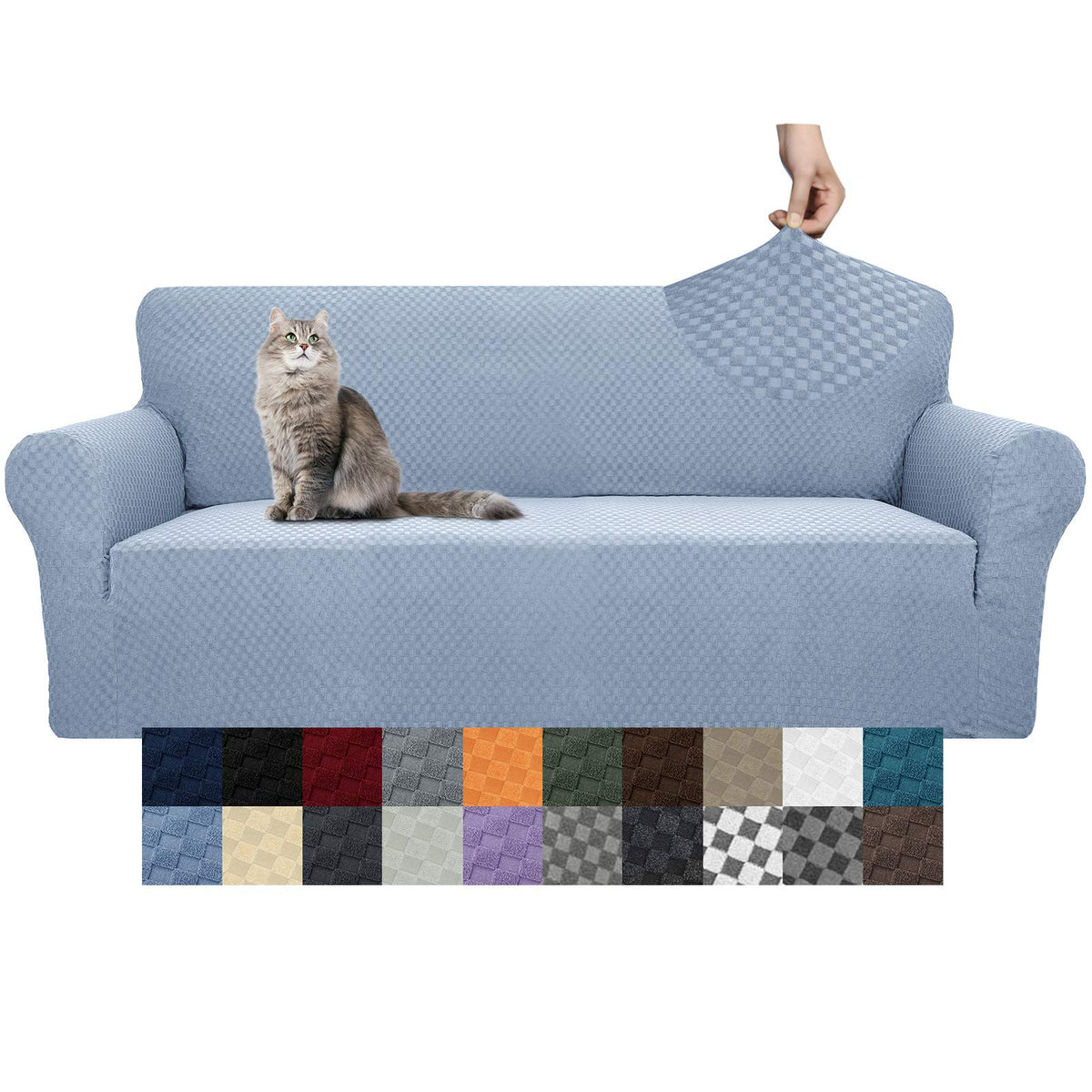 YEMYHOM Couch Cover Latest Jacquard Design High Stretch Sofa Chair Covers for Living Room, Pet Dog Cat Proof Armchair Slipcover Non Slip Magic Elastic Furniture Protector (Chair, Light Gray)