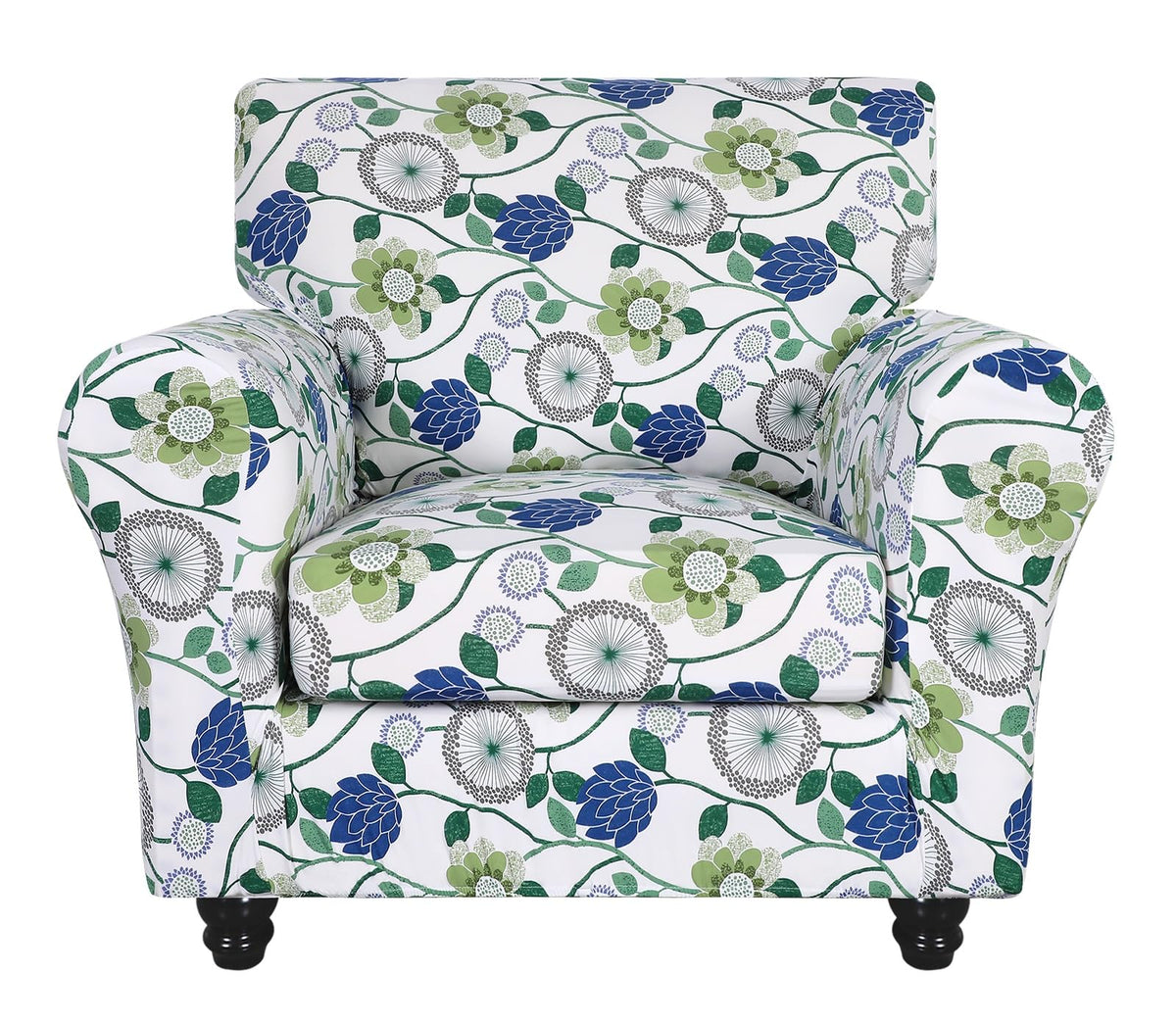 SearchI Stretch Sofa Cover Printed Couch Covers, Floral Pattern 2 Piece Armchair Slipcover with Separate Chair Cushion Cover, Washable Furniture Protector for Living Room(Armchair, Ball Flower)