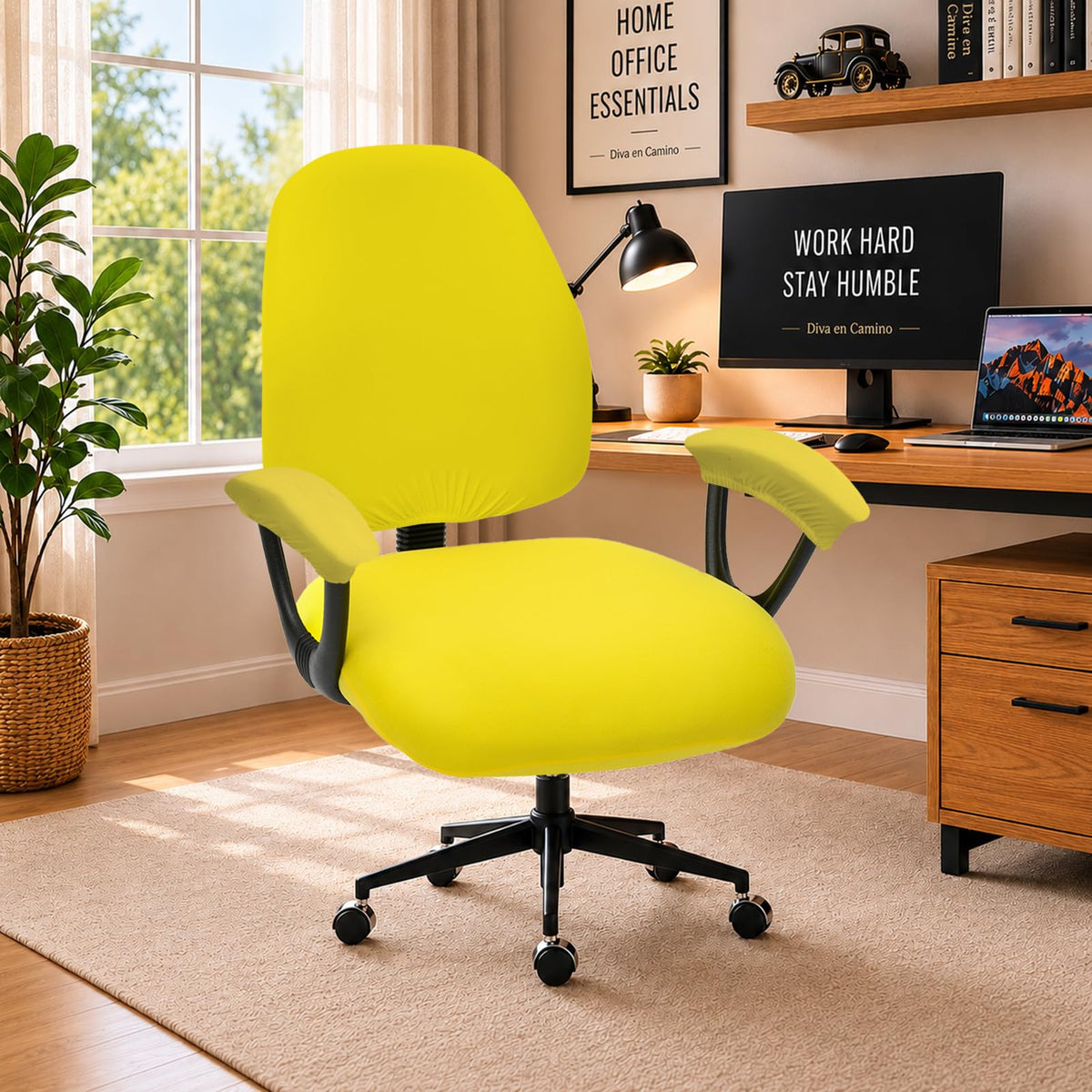 Water Resistant Stretch Computer Office Chair Cover with Durable Zipper Universal Washable Removable Spandex Rotating Boss Chair Slipcovers Anti-dust Soft Desk Chair Seat Protector for Dogs Cats Pets