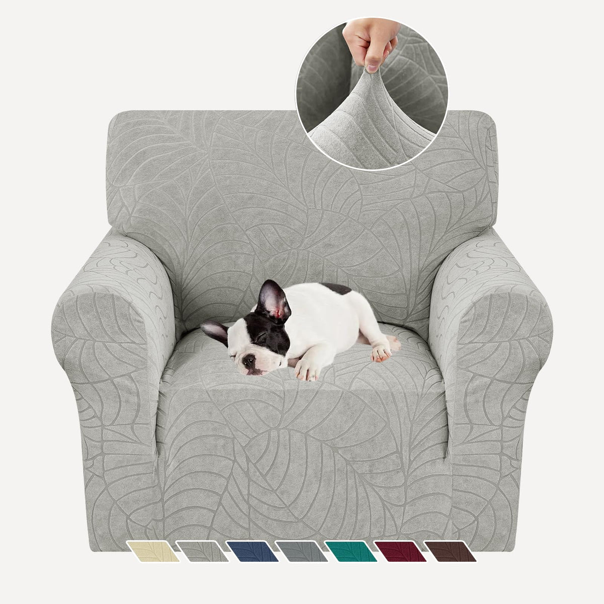 YEMYHOM Couch Cover Latest Jacquard Design High Stretch Sofa Chair Covers for Living Room, Pet Dog Cat Proof Armchair Slipcover Non Slip Magic Elastic Furniture Protector (Chair, Light Gray)