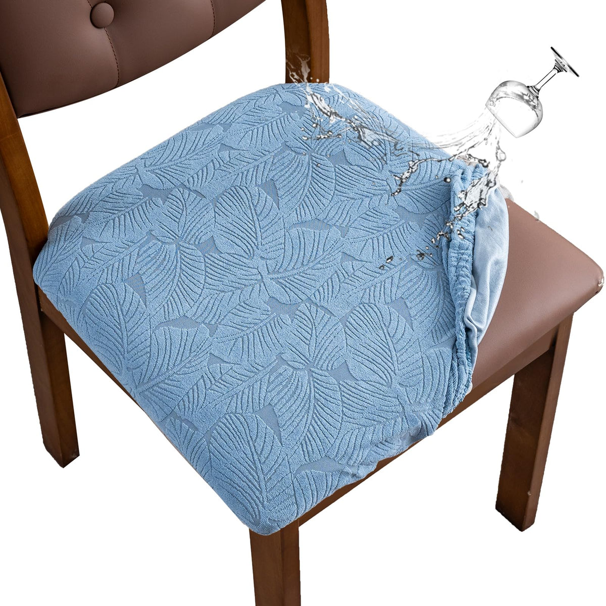 Waterproof Dining Room Chair Covers Set of 6,Beige,Large
