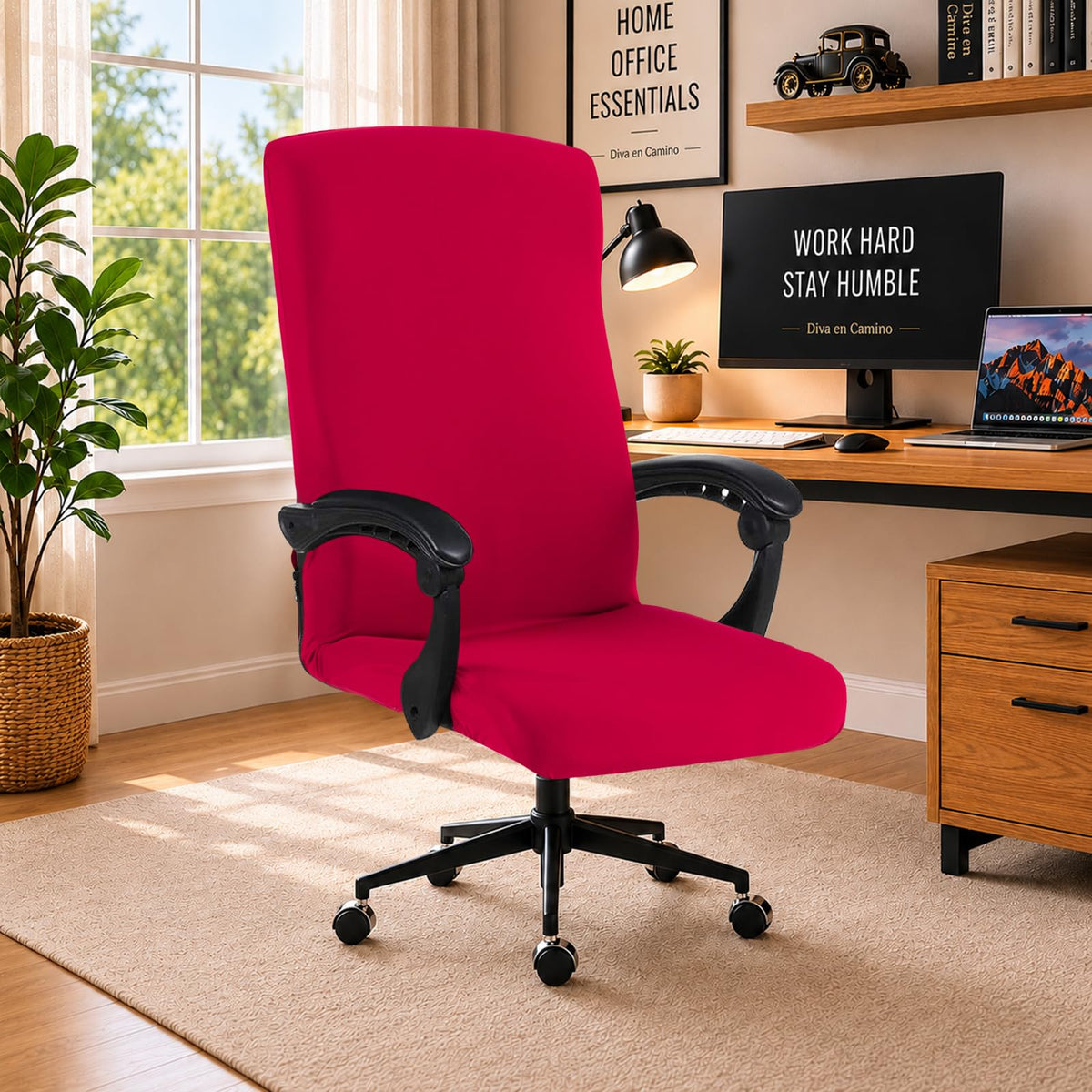 Water Resistant Stretch Computer Office Chair Cover with Durable Zipper Universal Washable Removable Spandex Rotating Boss Chair Slipcovers Anti-dust Soft Desk Chair Seat Protector for Dogs Cats Pets