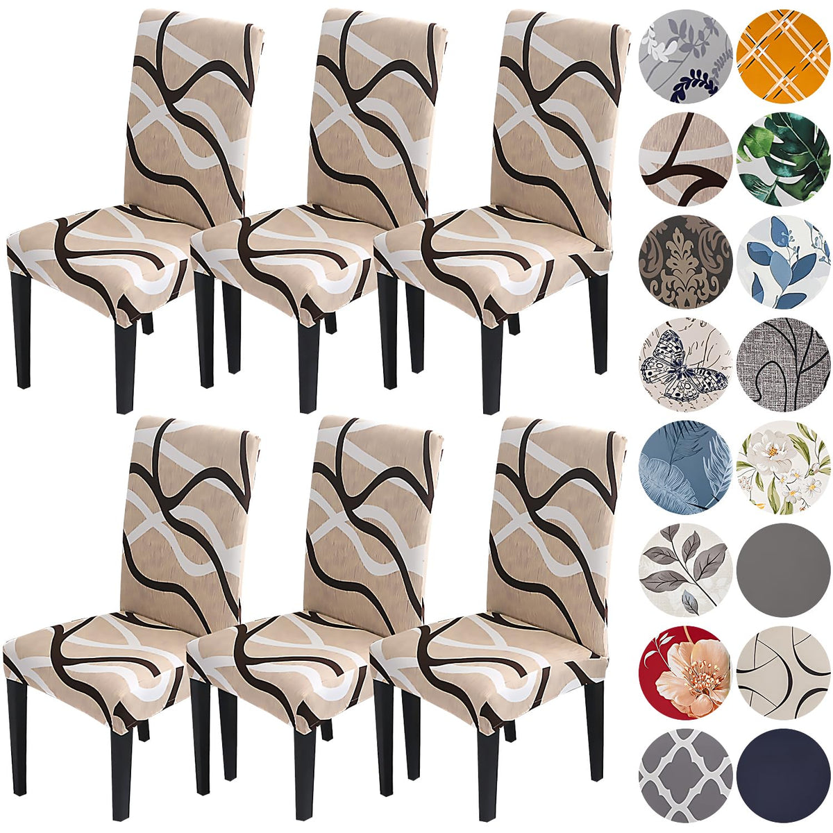 HZDHCLH Chair Covers for Dining Room Set of 4,Stretch Spandex Parsons Chair Slipcovers,Washable Anti-dust Chair Seat Covers for Kitchen,Wedding,Party (Beige, 4 Pack)