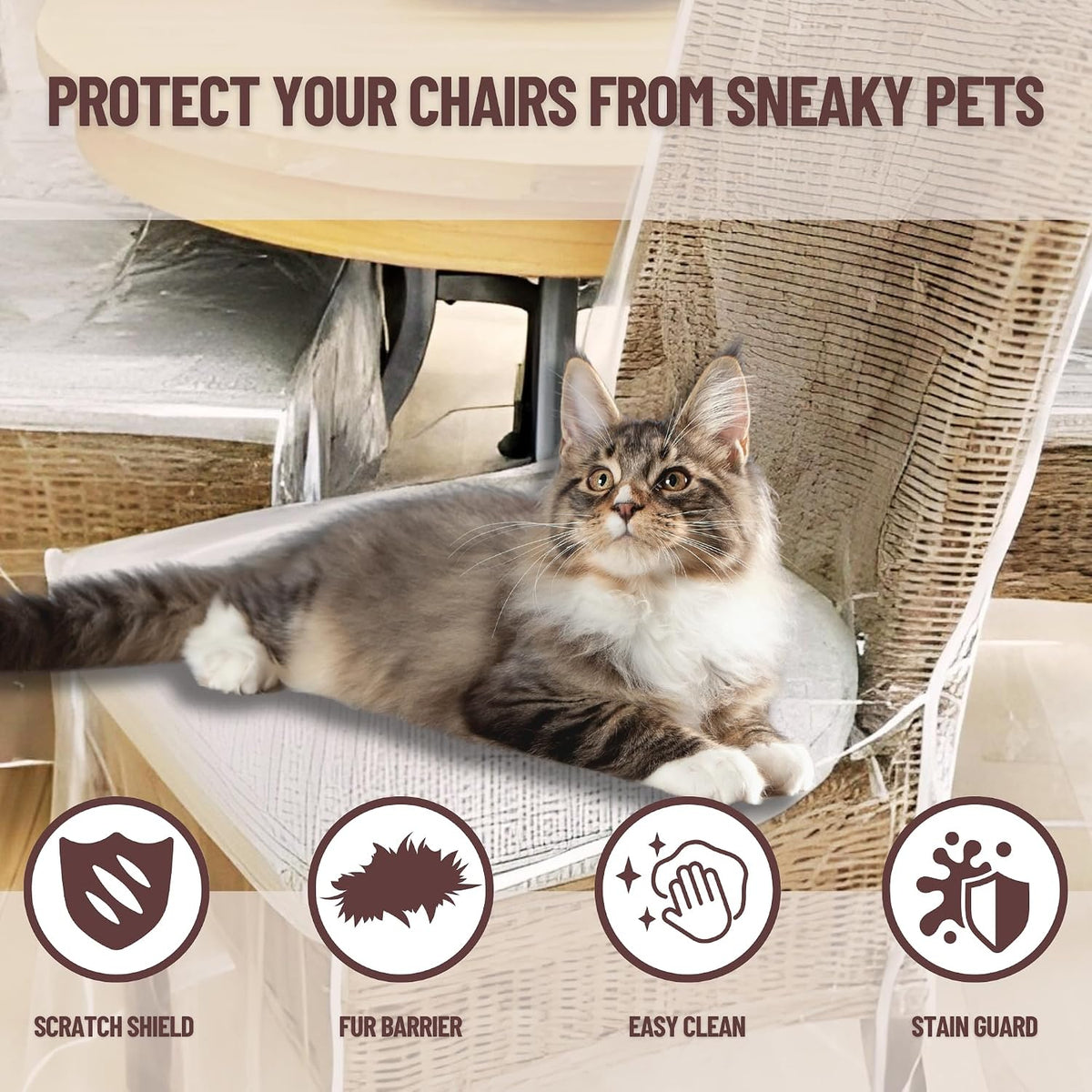 Evelots 4-Pack Clear PVC Dining Chair Covers, Spill-Resistant Protectors