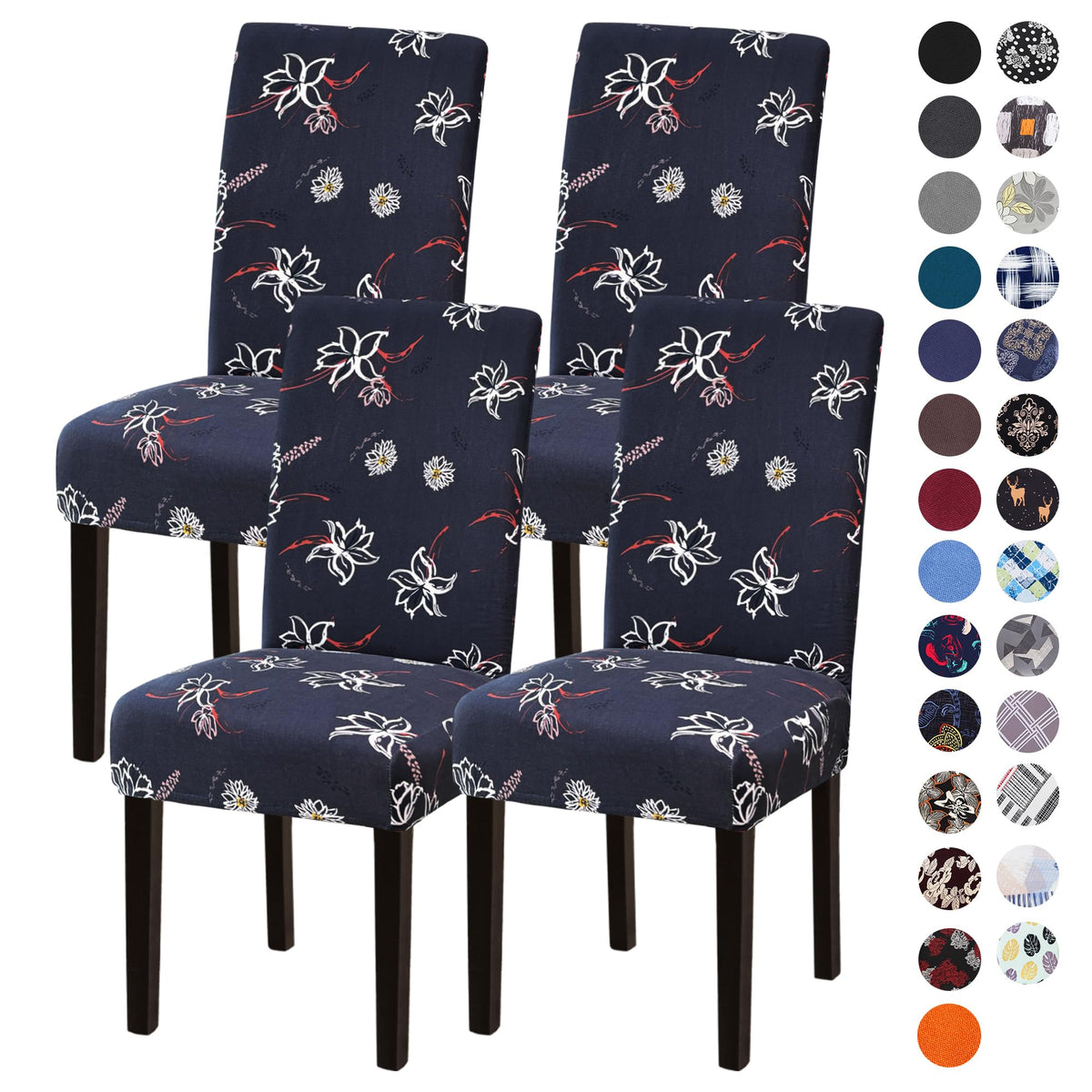 Sufdari Dining Chair Covers,Kitchen Cover,Parsons Slipcover,Spandex Protectors for Room Stretch Chairs Cover Set of 4 -Gray
