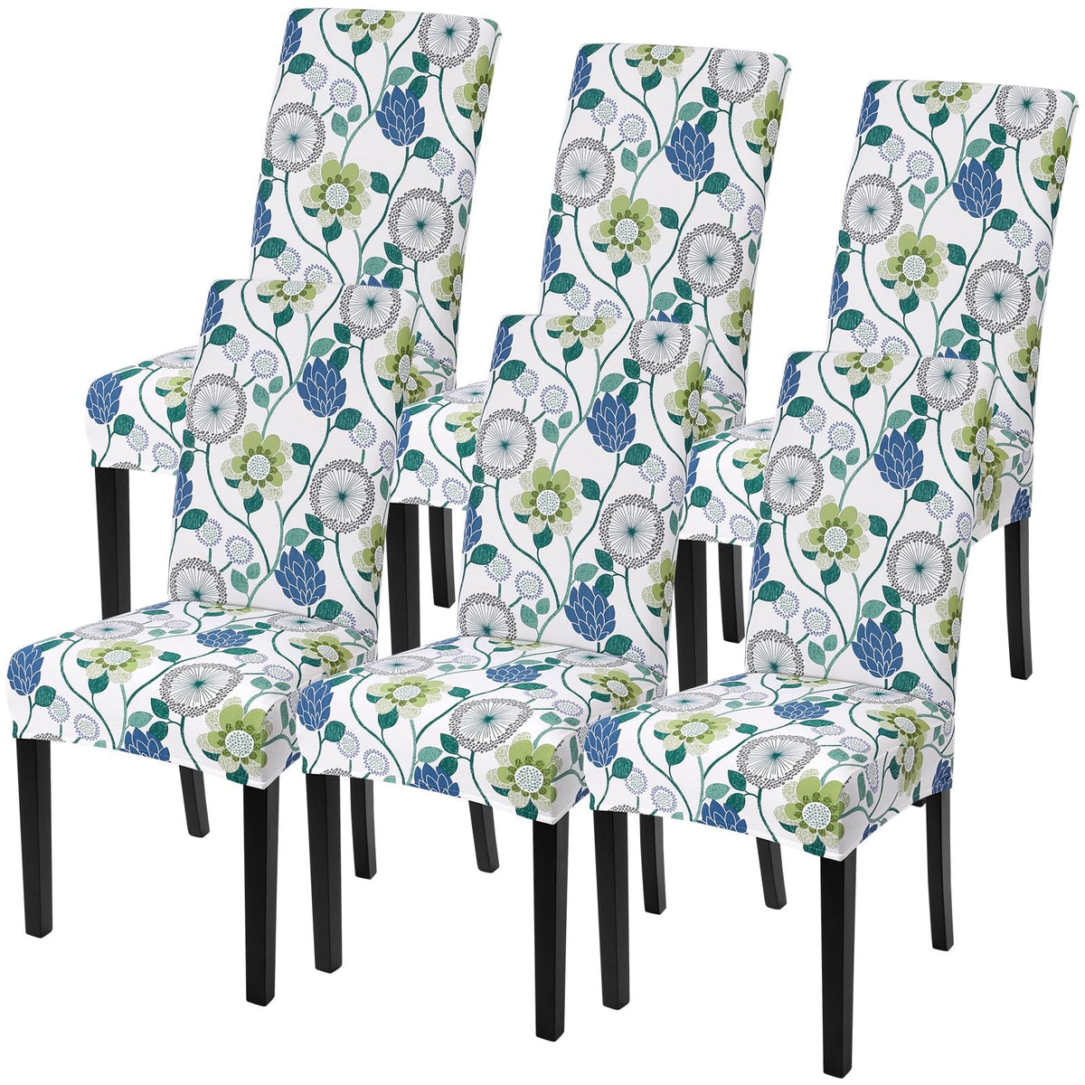 SearchI Chair Covers Slipcovers Set of 4, Spandex Super Fit Stretch Removable Washable Kitchen Parsons Protector for Dining Room,Hotel,Ceremony,Beige+Flowers