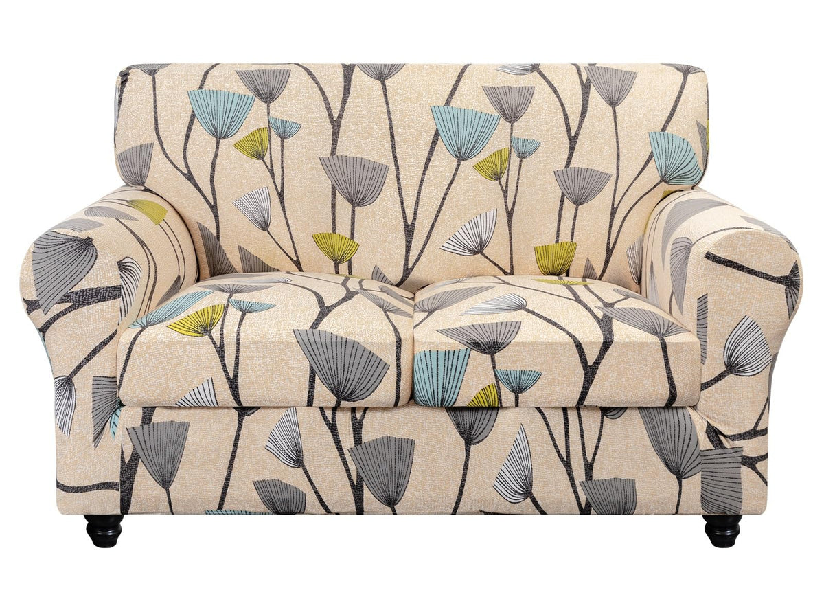 SearchI Stretch Sofa Cover Printed Couch Covers, Floral Pattern 2 Piece Armchair Slipcover with Separate Chair Cushion Cover, Washable Furniture Protector for Living Room(Armchair, Ball Flower)