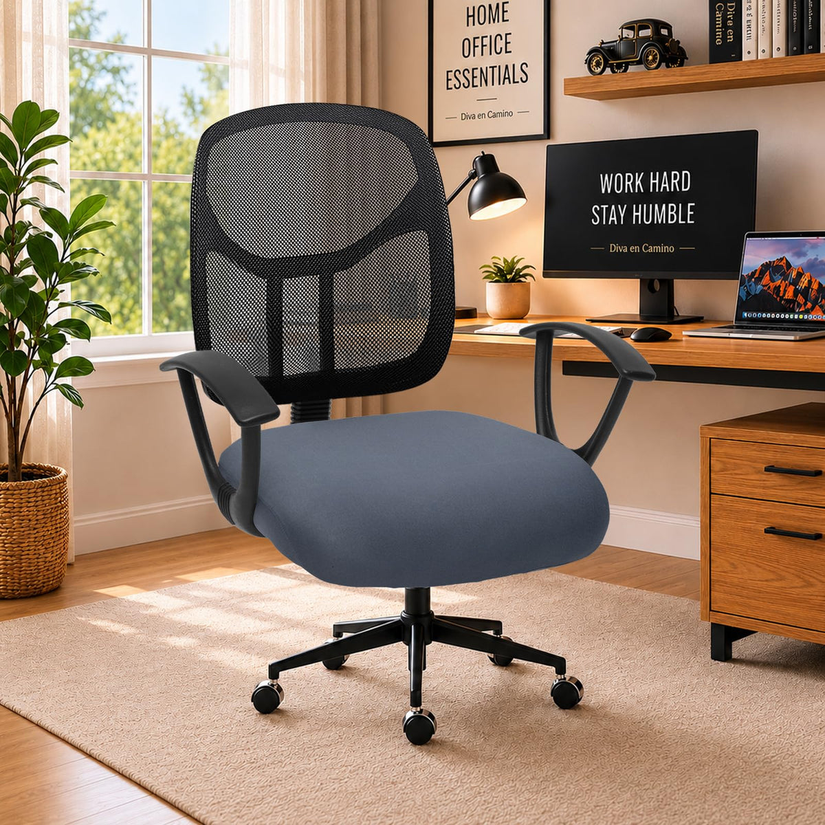 Water Resistant Stretch Computer Office Chair Cover with Durable Zipper Universal Washable Removable Spandex Rotating Boss Chair Slipcovers Anti-dust Soft Desk Chair Seat Protector for Dogs Cats Pets