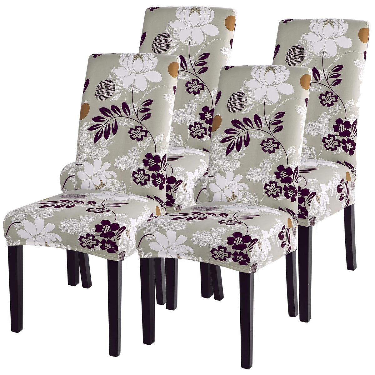 SearchI Dining Room Chair Covers Set of 6, Stretch Jacquard Parsons Chair Slipcovers Super Fit Removable Washable Kitchen Chair Protector Cover for Dining Room, Hotel, Ceremony (Beige Rhombus)