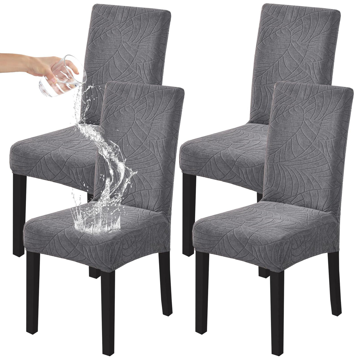 HZDHCLH Chair Covers for Dining Room Set of 4,Stretch Spandex Parsons Chair Slipcovers,Washable Anti-dust Chair Seat Covers for Kitchen,Wedding,Party (Beige, 4 Pack)