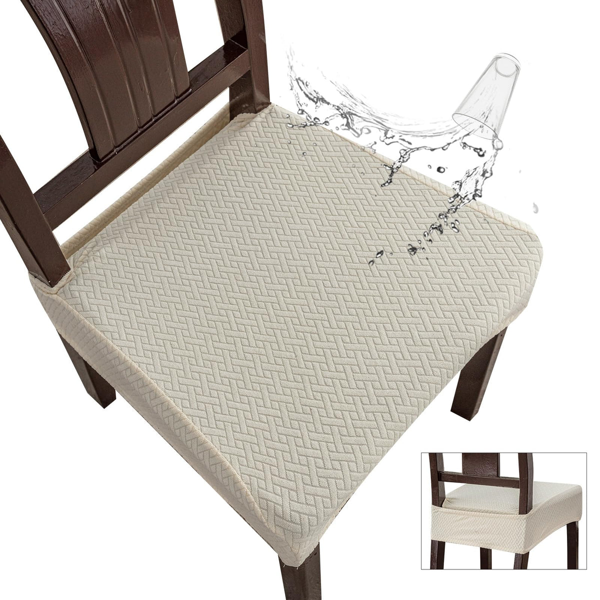Genina Waterproof Seat Covers for Dining Room Chairs, Rear Covered