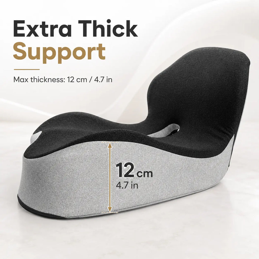 Car Interior Memory Foam Seat Cushion - 17.3x18.5in Natural Skin-Friendly Breathable Mesh Cloth, Non-Slip Stable Grip, Extended Zipper for Easy Removal & Washing, Adjustable Back Support, Bad Posture & Leg Pain Relief, Auto Accessories, Pad Seat Cushions