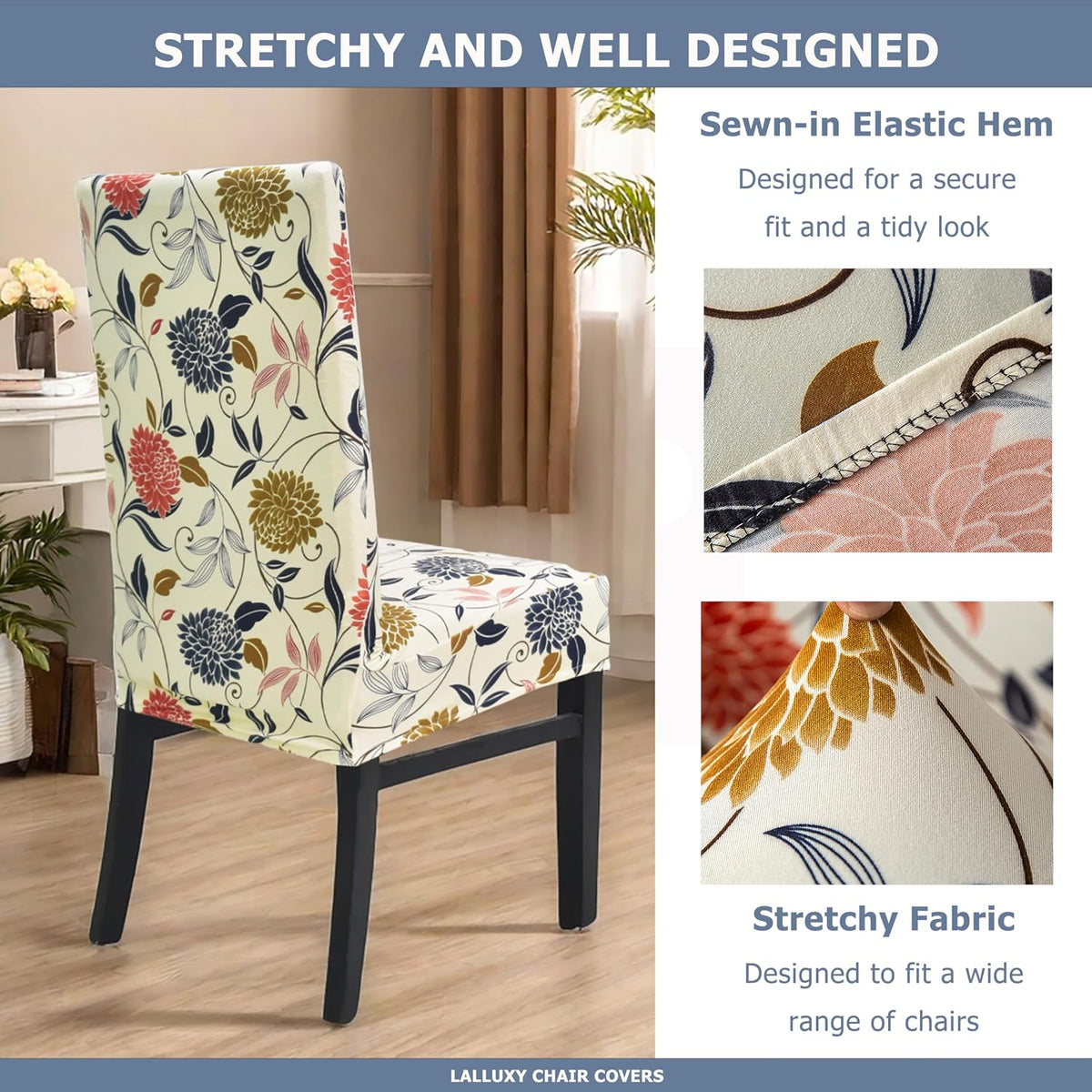 Stretchy Washable Parson Dining Chair Covers/Slipcovers Set of 4