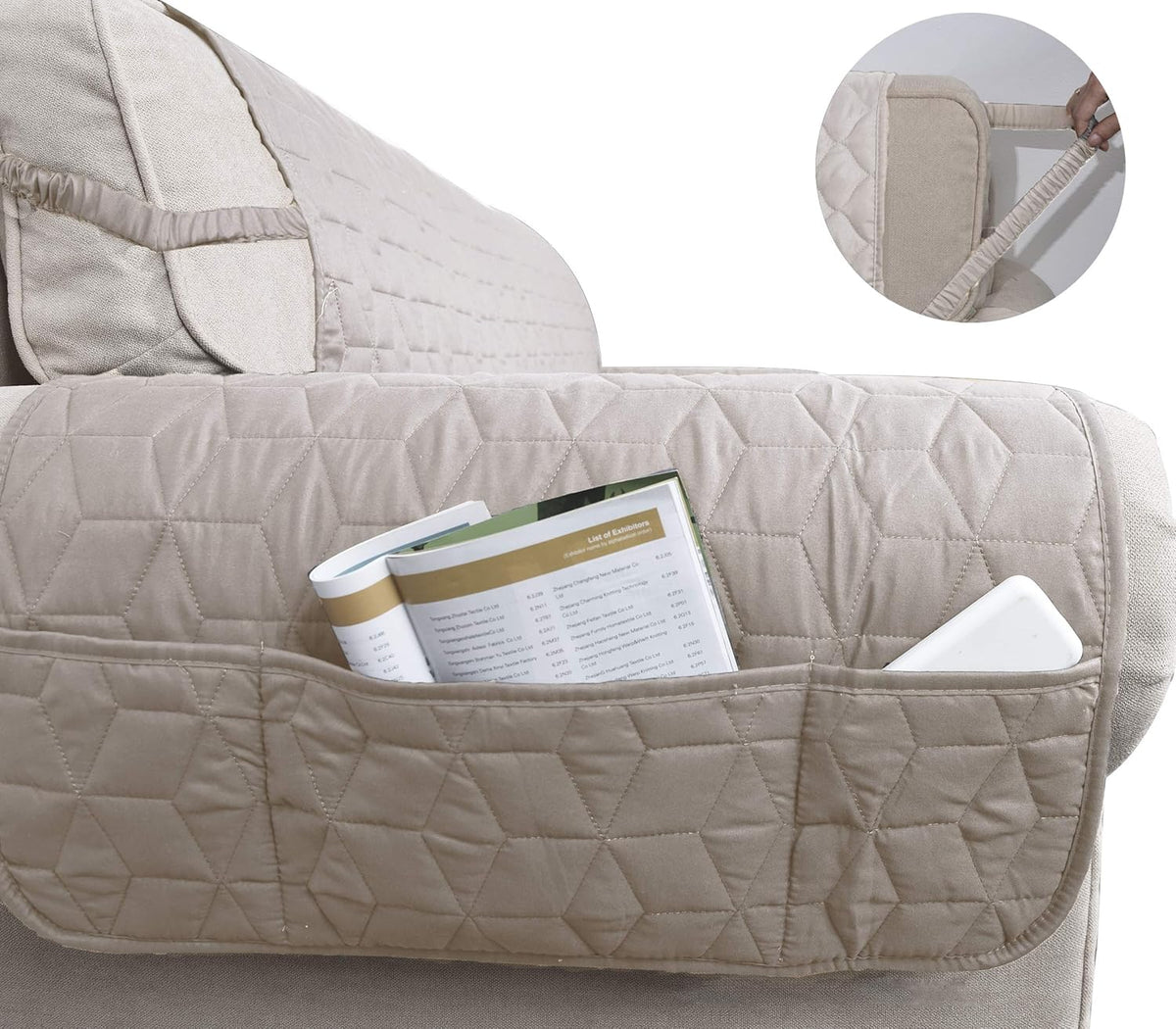 Ameritex Waterproof Nonslip Recliner Cover Christmas Decor Stay in Place, Dog Couch Recliner Cover Furniture Protector for Pets and Kids (Beige, 23'')