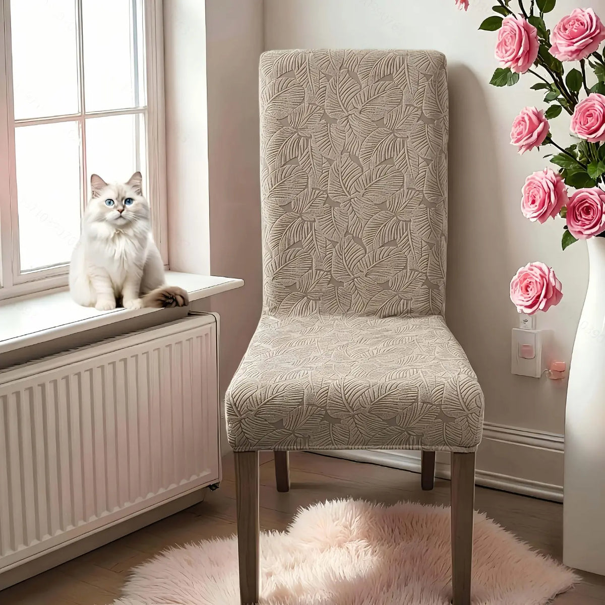 4/6-Piece Vintage Elegant Stretch Plant Printing Dining Chair Covers - Parsons Slipcovers for Dining Room Kitchen, Home Decor Items, Chair Protectors, Mother's Day Gifts