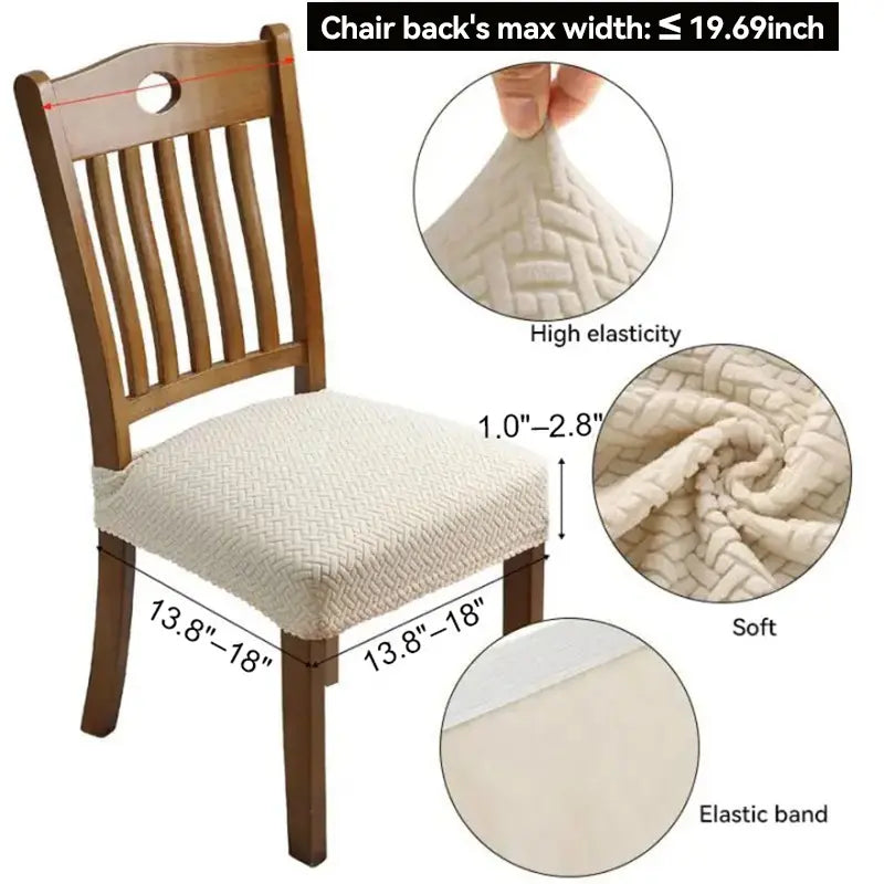 Jacquard Chair Slipcovers (Set of 2-4-6-8) - Waterproof, Stretch Woven Texture, Soft, Easy Slip-On, No Hassle - Dining Chair Covers for Home Decor, Living Room Decor