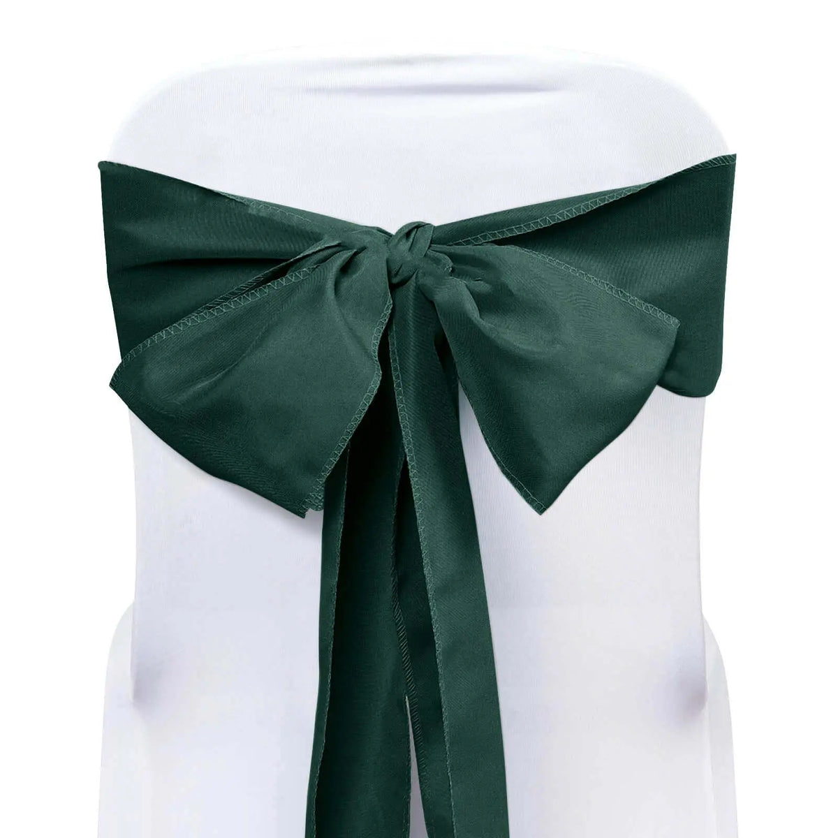 Non-Customised 5-Pack Solid Polyester Chair Sashes, Hunter Emerald Green, 6"x108", Machine Washable, Shipped Untied for Wedding, Banquet Events, Event