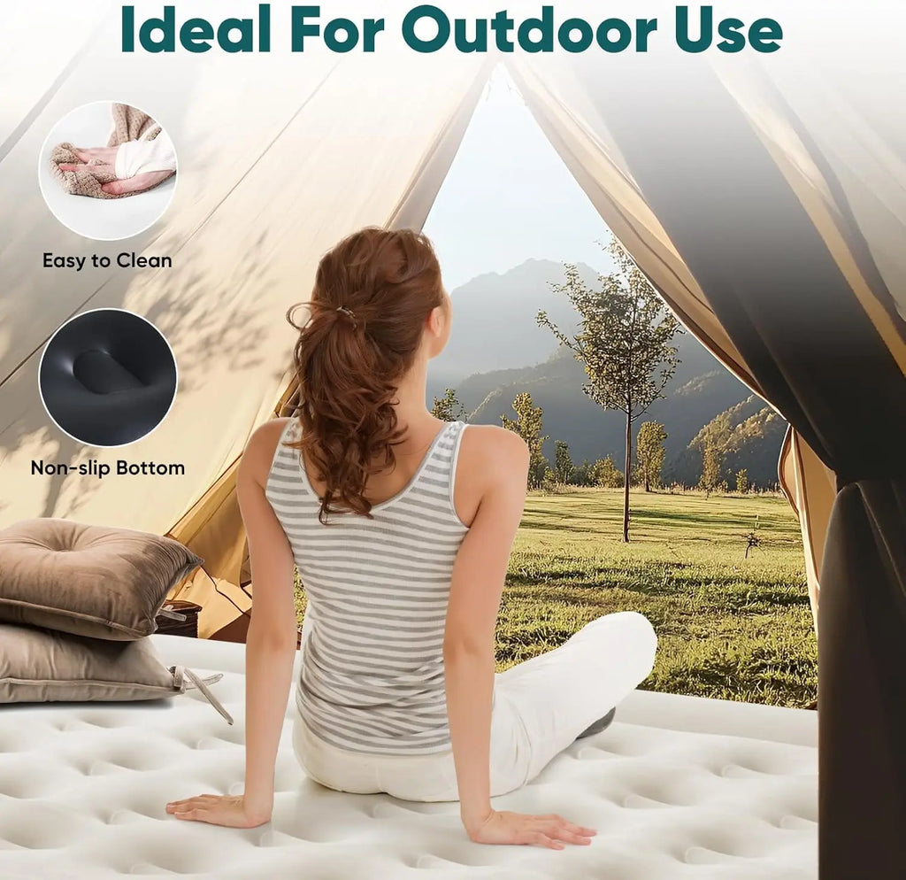 Twin Air Mattress, Inflatable Blow Up Airbed with Built-in High Capacity Pump, Double Height 16in, Non-Slip Bottom Design, Weight Capacity 660 lbs Air Bed for Home or Camping