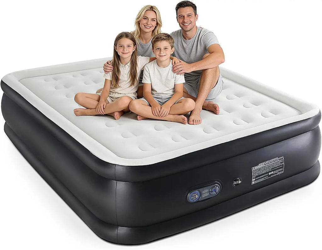 Twin Air Mattress, Inflatable Blow Up Airbed with Built-in High Capacity Pump, Double Height 16in, Non-Slip Bottom Design, Weight Capacity 660 lbs Air Bed for Home or Camping