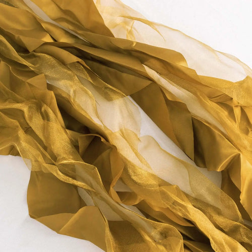 Boho Chair Sashes 5-Pack - Gold Curly Willow Style, Flowy Chiffon Bows, Easy-Use Hand-Wash Textiles, Dining Chair Slipcovers for Wedding, Banquets Decoration