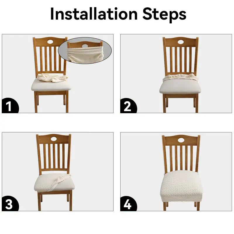 Jacquard Chair Slipcovers (Set of 2-4-6-8) - Waterproof, Stretch Woven Texture, Soft, Easy Slip-On, No Hassle - Dining Chair Covers for Home Decor, Living Room Decor