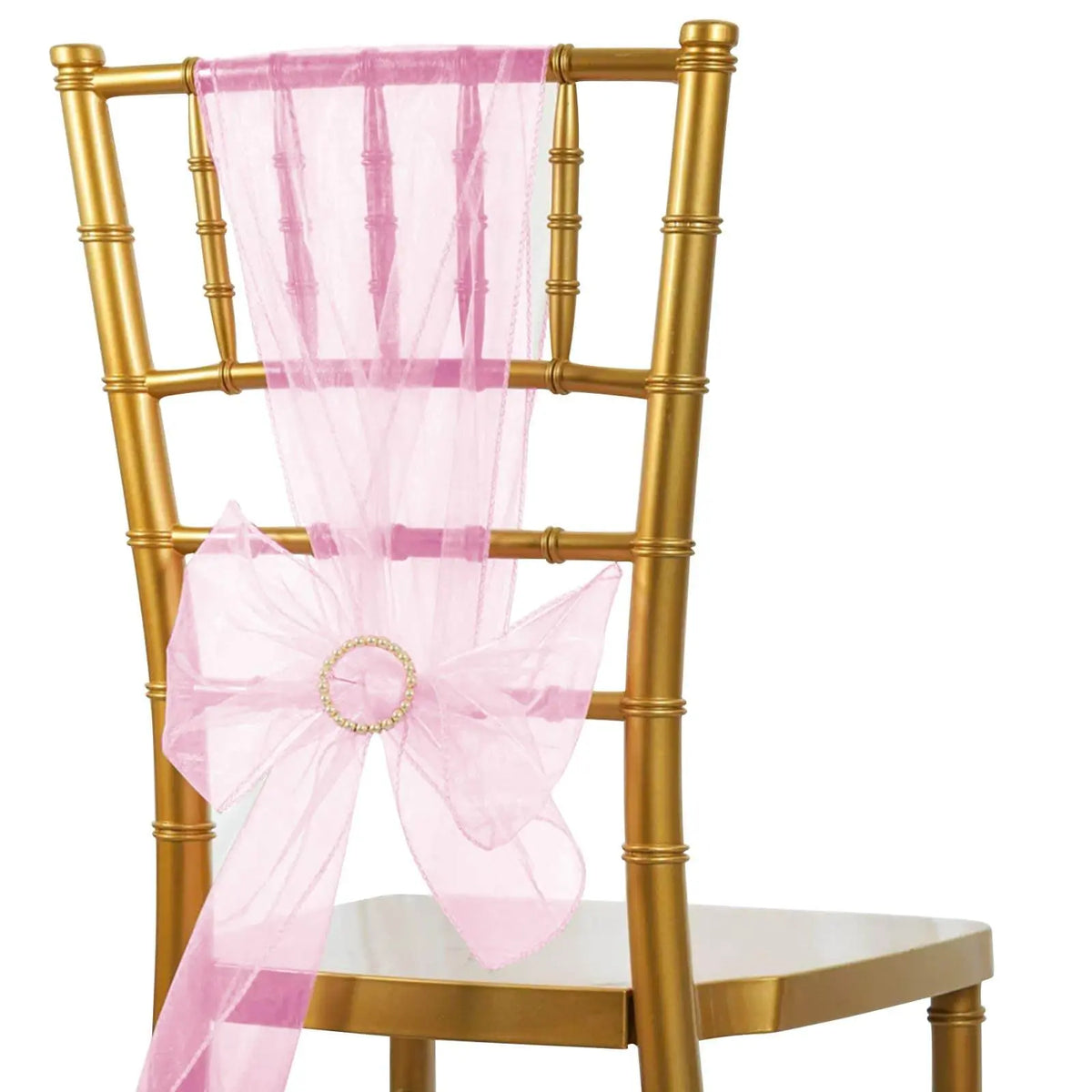 20 Pack Organza Chair Sashes 6"x108" Pink – Reusable Sheer Wedding Chair Bows